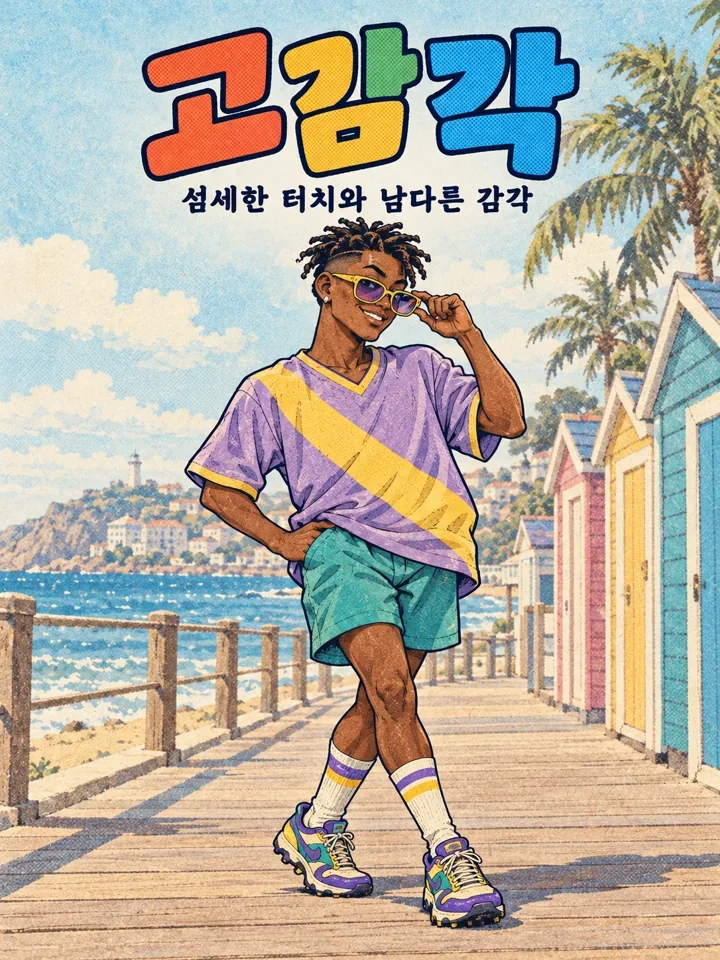 선글라스를 내리며 멋을 부리는 고감각