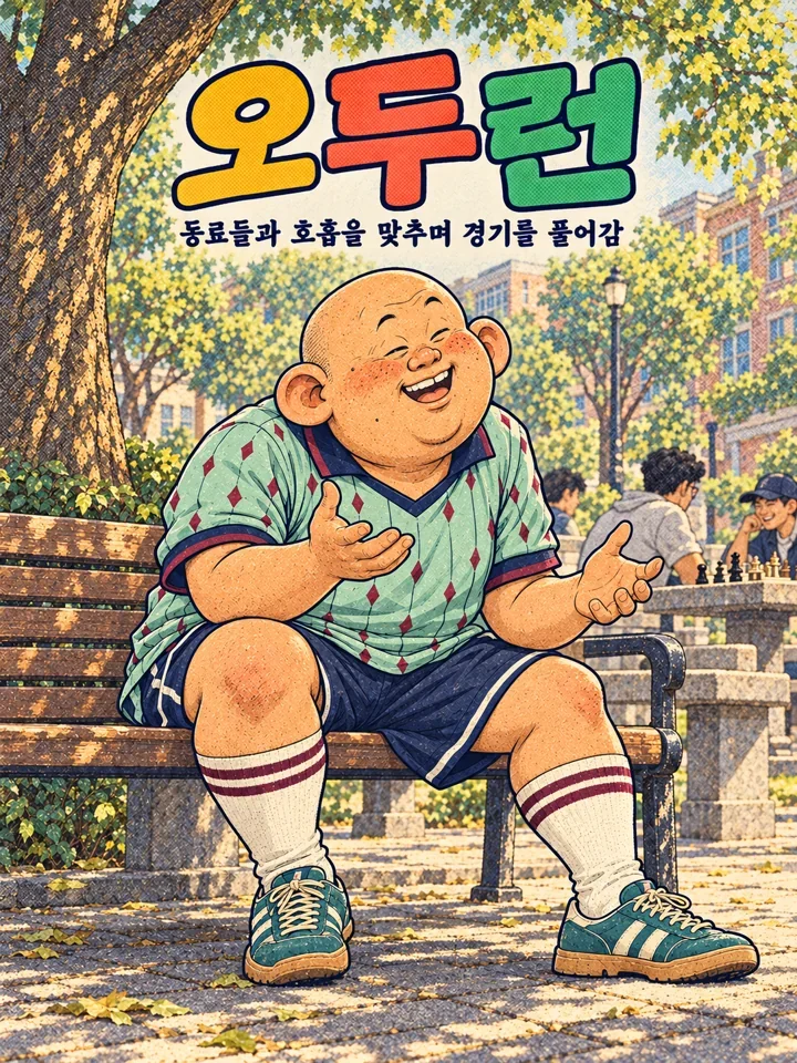 둥근 얼굴로 활짝 웃으며 손짓하는 오두런